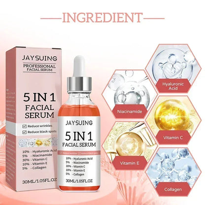 1/2/3Pcs 5 in 1 Facial Serum Fade Fine Lines Firming Skin Shrink Pore Moisturizing Brightning Hyaluronic Acid Retinol Face Serum