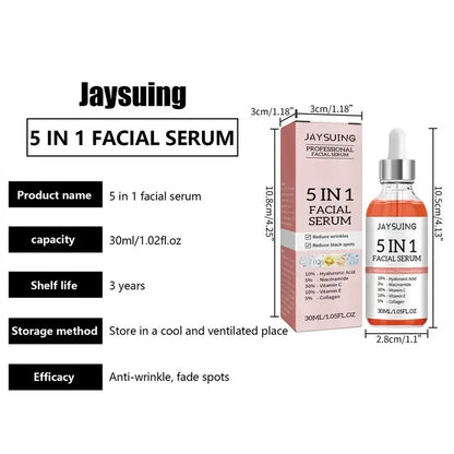 1/2/3Pcs 5 in 1 Facial Serum Fade Fine Lines Firming Skin Shrink Pore Moisturizing Brightning Hyaluronic Acid Retinol Face Serum