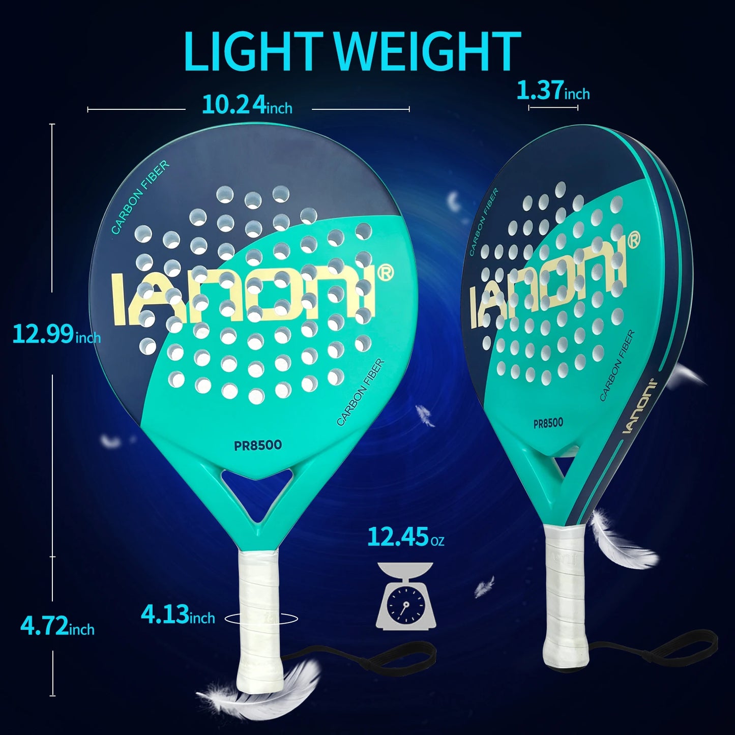 IANONI Lightweight Carbon Fibre Padel Tennis Racket - Blue